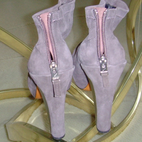Brian Atwood Grey/Gray Suede High Heel Ankle Boots (8) - Picture 8 of 16